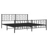 Cadre de lit métal sans matelas avec pied de lit noir 193x203cm 