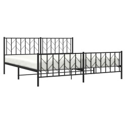 Cadre de lit métal sans matelas avec pied de lit noir 193x203cm 