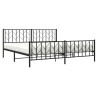 Cadre de lit métal sans matelas avec pied de lit noir 193x203cm 
