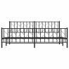 Cadre de lit métal sans matelas avec pied de lit noir 193x203cm 