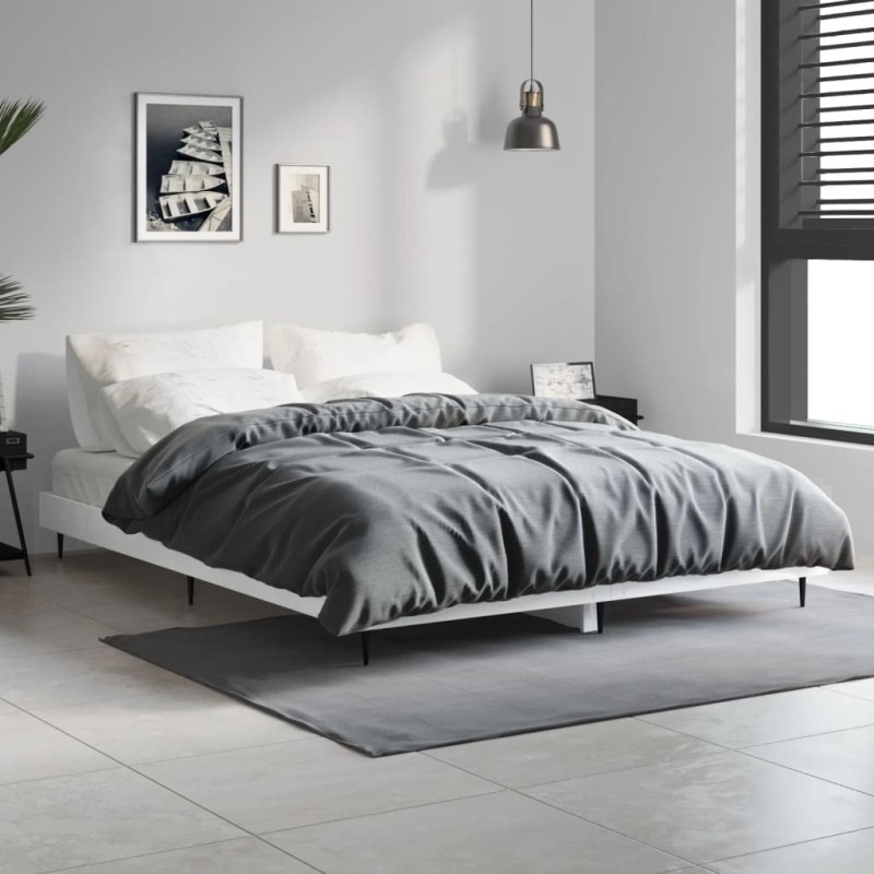 Cadre de lit sans matelas blanc brillant 135x190 cm 