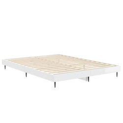 Cadre de lit sans matelas blanc brillant 135x190 cm 