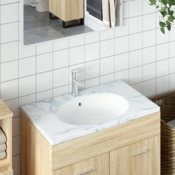 Évier de salle de bain blanc 56x41x20 cm ovale céramique 