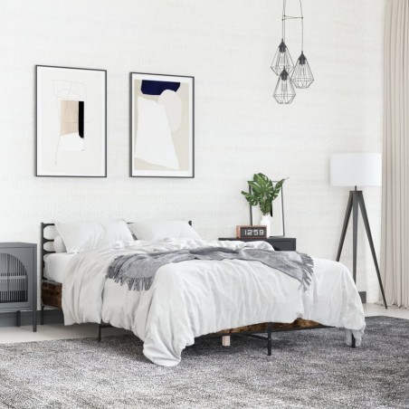 Cadre de lit sans matelas chêne fumé 140x190 cm 