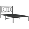 Cadre de lit métal sans matelas avec tête de lit noir 100x190cm 