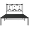Cadre de lit métal sans matelas avec tête de lit noir 100x190cm 