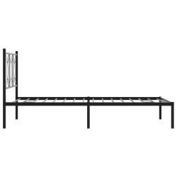 Cadre de lit métal sans matelas avec tête de lit noir 100x190cm 