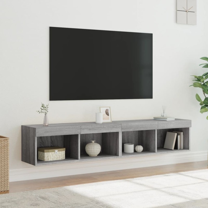 Meubles TV avec lumières LED 2 pcs sonoma gris 80x30x30 cm 