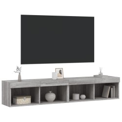 Meubles TV avec lumières LED 2 pcs sonoma gris 80x30x30 cm 