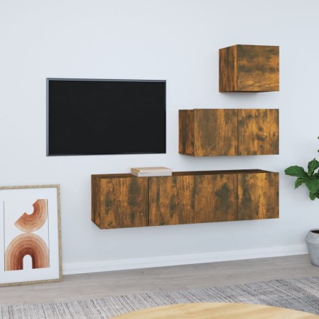 Ensemble de meubles TV 4 pcs Chêne fumé Bois d'ingénierie 