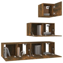 Ensemble de meubles TV 4 pcs Chêne fumé Bois d'ingénierie 
