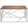 Table basse argenté acier inoxydable et bois massif d'acacia 