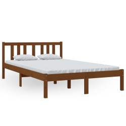 Cadre de lit sans matelas marron miel bois massif 120x200 cm 