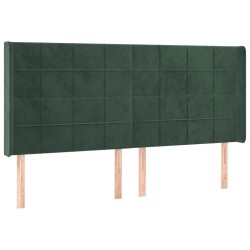 Tête de lit avec oreilles Vert foncé 163x16x118/128 cm Velours 