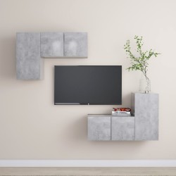 Ensemble de meubles TV 4 pcs Gris béton Bois d'ingénierie 