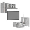Ensemble de meubles TV 4 pcs Gris béton Bois d'ingénierie 