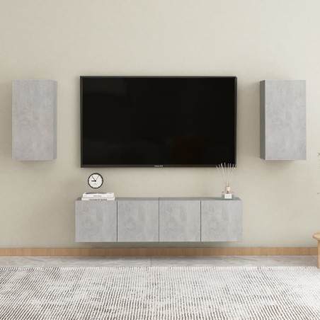 Ensemble de meubles TV 4 pcs Gris béton Bois d'ingénierie 