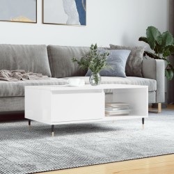 Table basse Blanc brillant 90x50x36,5 cm Bois d'ingénierie 