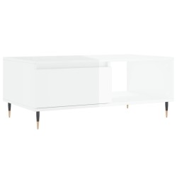 Table basse Blanc brillant 90x50x36,5 cm Bois d'ingénierie 