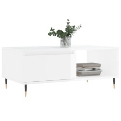 Table basse Blanc brillant 90x50x36,5 cm Bois d'ingénierie 