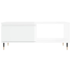 Table basse Blanc brillant 90x50x36,5 cm Bois d'ingénierie 