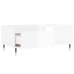 Table basse Blanc brillant 90x50x36,5 cm Bois d'ingénierie 