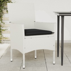 Chaises de jardin avec coussins lot de 2 blanc résine tressée 