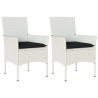 Chaises de jardin avec coussins lot de 2 blanc résine tressée 