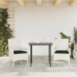 Chaises de jardin avec coussins lot de 2 blanc résine tressée 