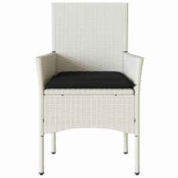 Chaises de jardin avec coussins lot de 2 blanc résine tressée 