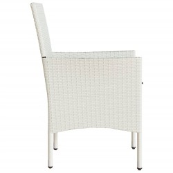 Chaises de jardin avec coussins lot de 2 blanc résine tressée 