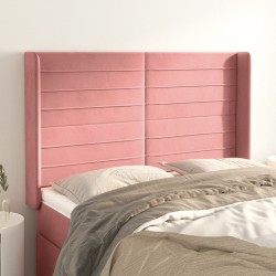Tête de lit avec oreilles Rose 147x16x118/128 cm Velours 