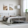 Cadre de lit métal sans matelas et pied de lit blanc 193x203 cm 