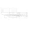 Cadre de lit métal sans matelas et pied de lit blanc 193x203 cm 