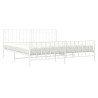 Cadre de lit métal sans matelas et pied de lit blanc 193x203 cm 