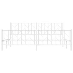 Cadre de lit métal sans matelas et pied de lit blanc 193x203 cm 