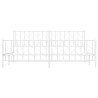 Cadre de lit métal sans matelas et pied de lit blanc 193x203 cm 