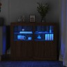 Armoires latérales et lumières LED 2 pcs chêne marron 