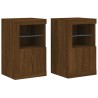 Armoires latérales et lumières LED 2 pcs chêne marron 