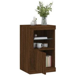 Armoires latérales et lumières LED 2 pcs chêne marron 
