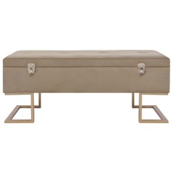 Banc avec compartiment de rangement 105 cm Beige Velours 
