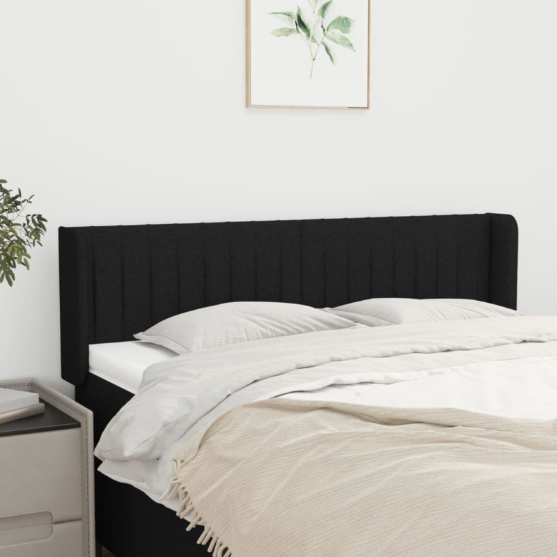 Tête de lit avec oreilles Noir 147x16x78/88 cm Tissu 