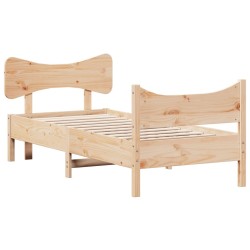Cadre de lit sans matelas 75x190 cm bois de pin massif 