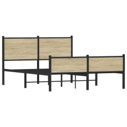 Cadre de lit en métal sans matelas chêne sonoma 150x200 cm 