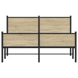 Cadre de lit en métal sans matelas chêne sonoma 150x200 cm 
