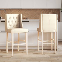 Chaises de bar lot de 2 bois massif d'hévéa et tissu 