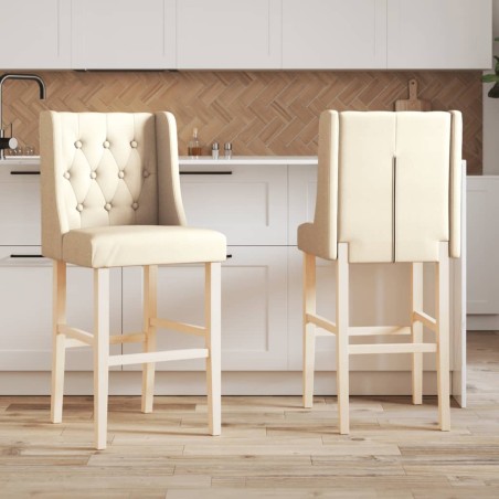 Chaises de bar lot de 2 bois massif d'hévéa et tissu 