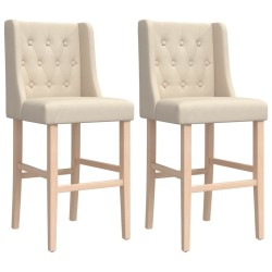 Chaises de bar lot de 2 bois massif d'hévéa et tissu 