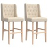 Chaises de bar lot de 2 bois massif d'hévéa et tissu 