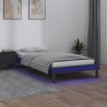 Cadre de lit à LED sans matelas gris 90x190 cm bois massif 